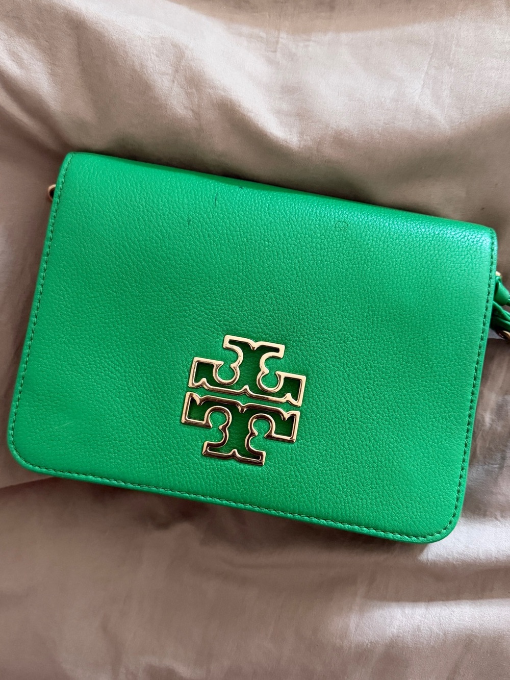 Tory Burch Emerald Green Logo Crossbody